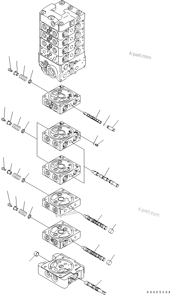 Komatsu parts book diagram for PC78MR-6 S/N 1001-UP (For North America): MAIN VALVE (9-VALVE) (10/25) (FOR BLADE)