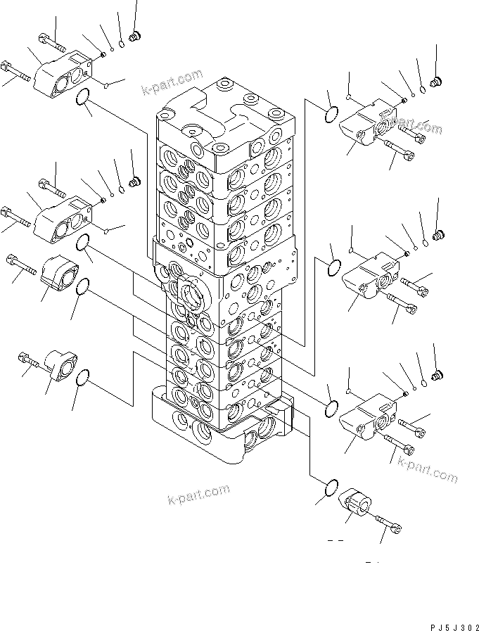 Komatsu parts book diagram for PC78MR-6 S/N 1001-UP (For North America): MAIN VALVE (9-VALVE) (11/25) (FOR BLADE) (WITH SERVICE VALVE)