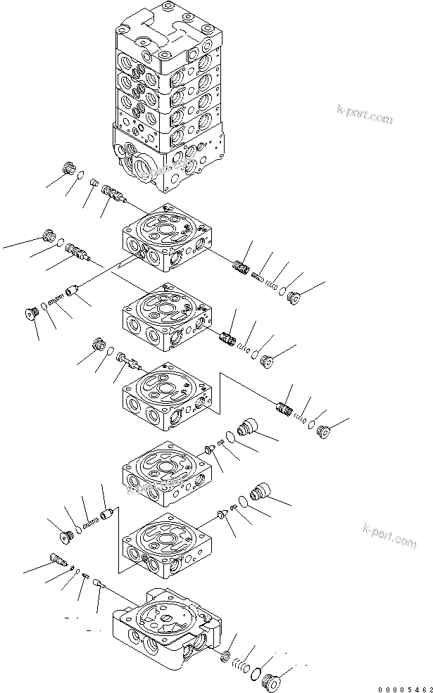 Komatsu parts book diagram for PC78MR-6 S/N 1001-UP (For North America): MAIN VALVE (9-VALVE) (12/25) (FOR BLADE)