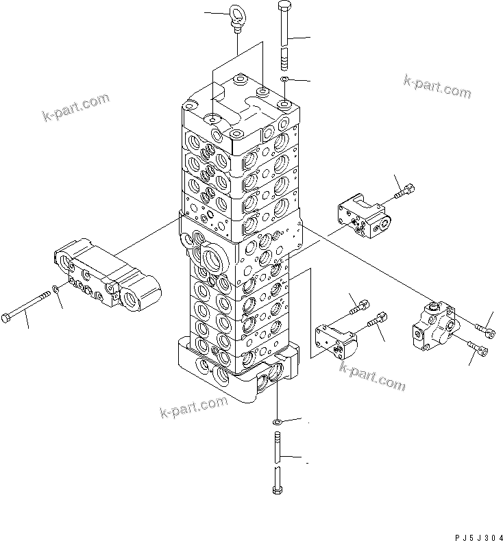 Komatsu parts book diagram for PC78MR-6 S/N 1001-UP (For North America): MAIN VALVE (9-VALVE) (13/25) (FOR BLADE) (WITH SERVICE VALVE)