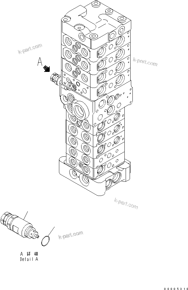 Komatsu parts book diagram for PC78MR-6 S/N 1001-UP (For North America): MAIN VALVE (9-VALVE) (15/25) (FOR BLADE) (WITH SERVICE VALVE)