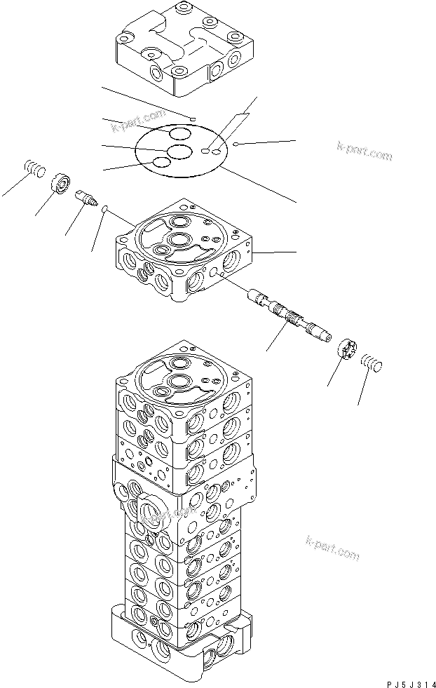 Komatsu parts book diagram for PC78MR-6 S/N 1001-UP (For North America): MAIN VALVE (9-VALVE) (23/25) (FOR BLADE) (WITH SERVICE VALVE)