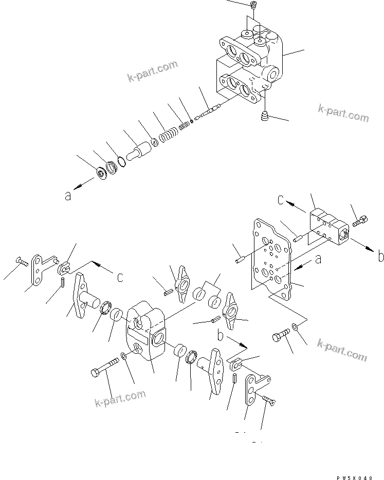 Komatsu parts book diagram for PC78MR-6 S/N 1001-UP (For North America): PPC VALVE (FOR TRAVEL)