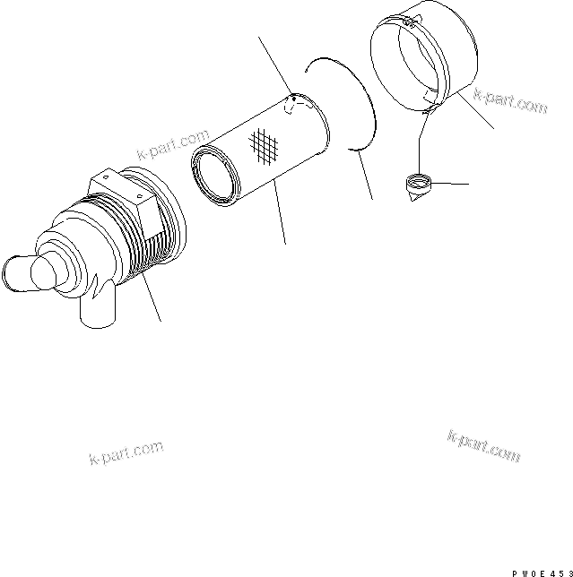 Komatsu parts book diagram for PC78US-6 S/N 4001-UP: AIR CLEANER (SINGLE ELEMENT TYPE)