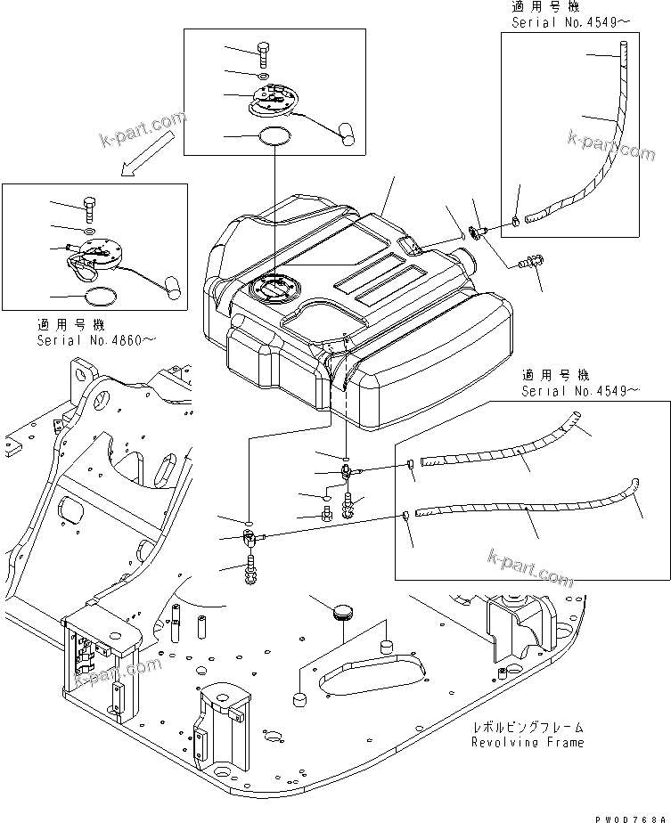 Komatsu parts book diagram for PC78US-6 S/N 4001-UP: FUEL TANK (TANK)(#4001-6500)