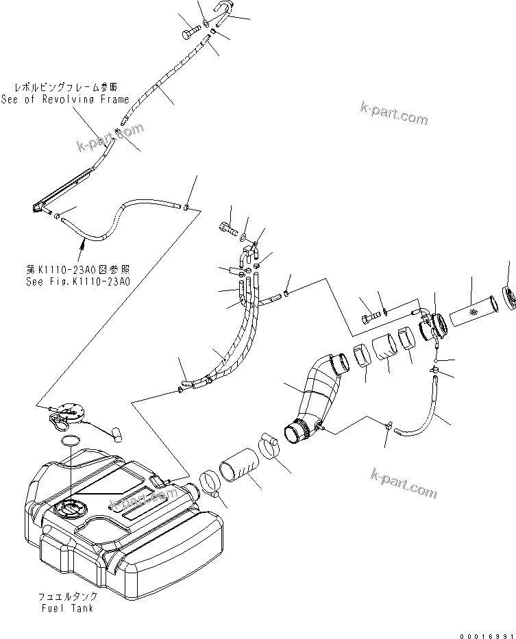 Komatsu parts book diagram for PC78US-6 S/N 4001-UP: FUEL TANK (SUB TANK)(#4860-6500)