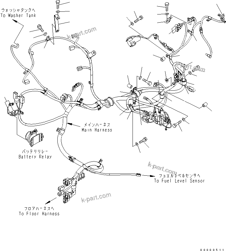 Komatsu parts book diagram for PC78US-6 S/N 4001-UP: ELECTRICAL (MAIN HARNESS) (2/2)(#5501-6500)