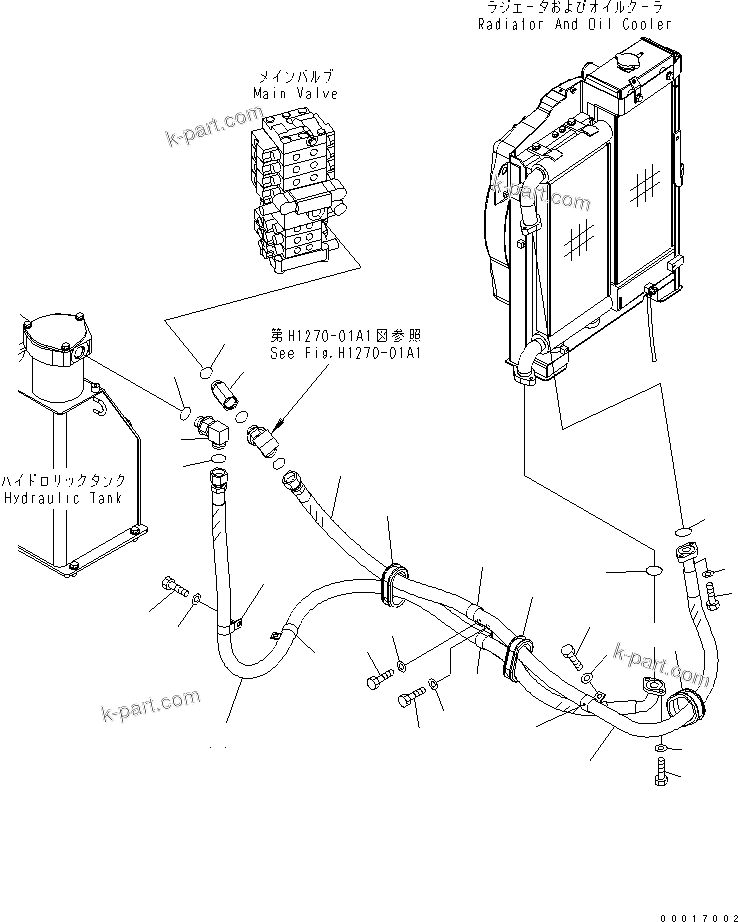 Komatsu parts book diagram for PC78US-6 S/N 4001-UP: OIL COOLER LINE (ATTACHIMENT)(#6501-)