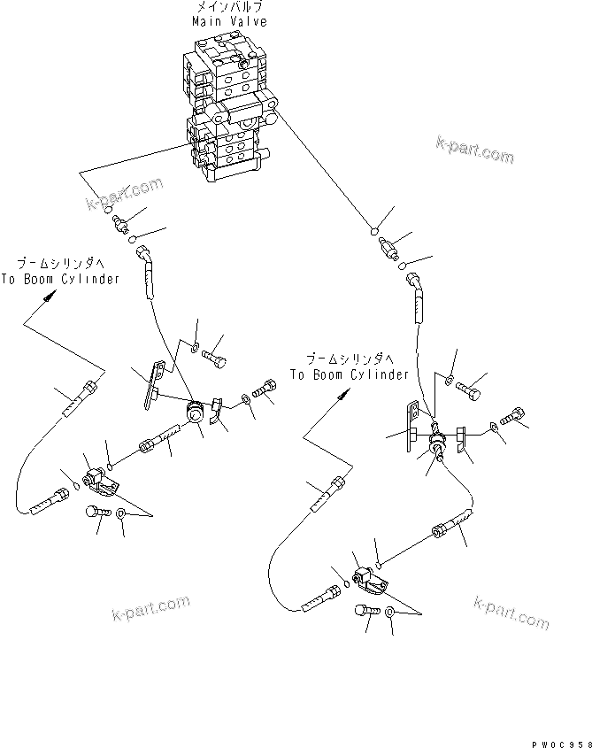 Komatsu parts book diagram for PC78US-6 S/N 4001-UP: BOOM LINE