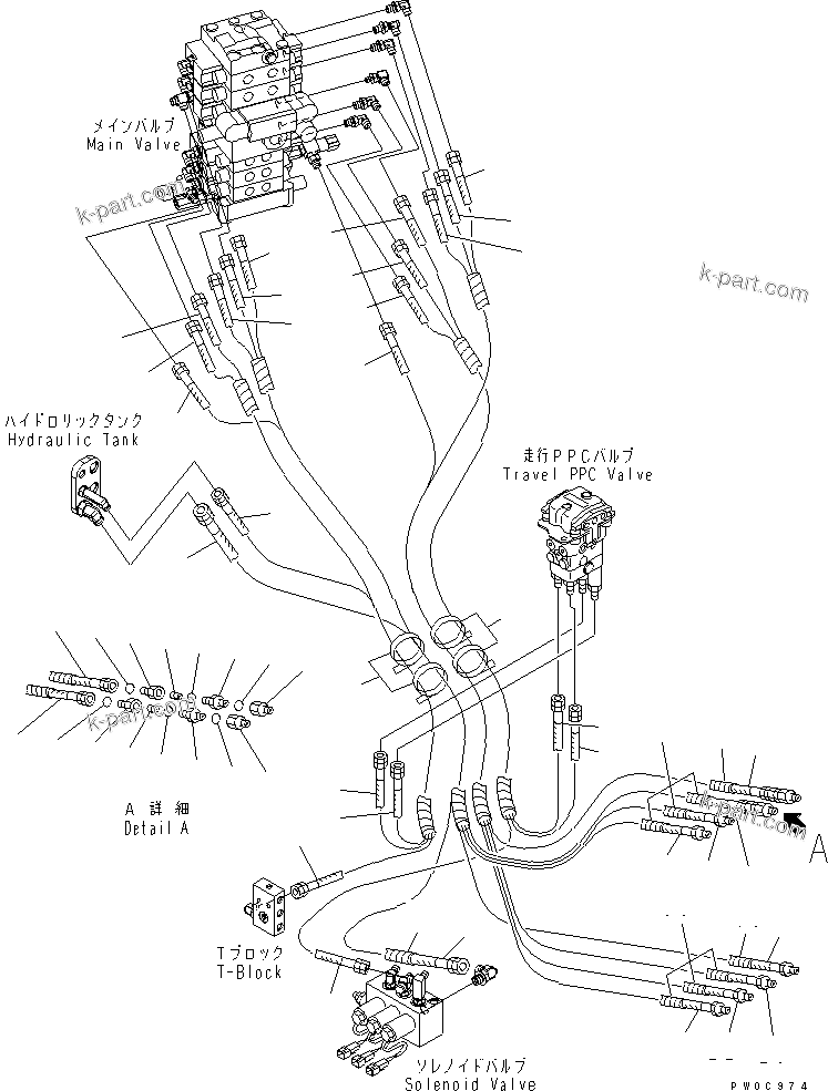 Komatsu parts book diagram for PC78US-6 S/N 4001-UP: P.P.C MAIN LINE (1/4)(#4001-6500)