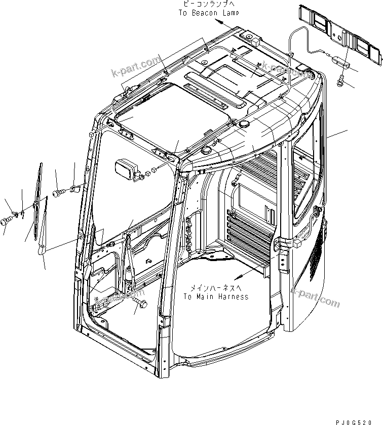 Komatsu parts book diagram for PC78US-6 S/N 4001-UP: OPERATOR'S CAB (WIPER AND ROOM LAMP)
