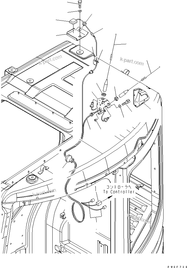 Komatsu parts book diagram for PC78US-6 S/N 4001-UP: OPERATOR'S CAB (KOMTRAX ANTENNA)(#4001-5500)