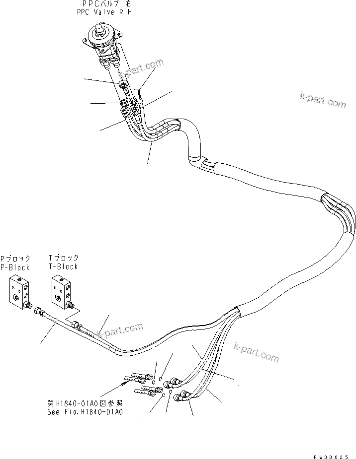 Komatsu parts book diagram for PC78US-6 S/N 4001-UP: FLOOR FRAME (PIPING) (R.H.) (FOR SLIDE ARM)