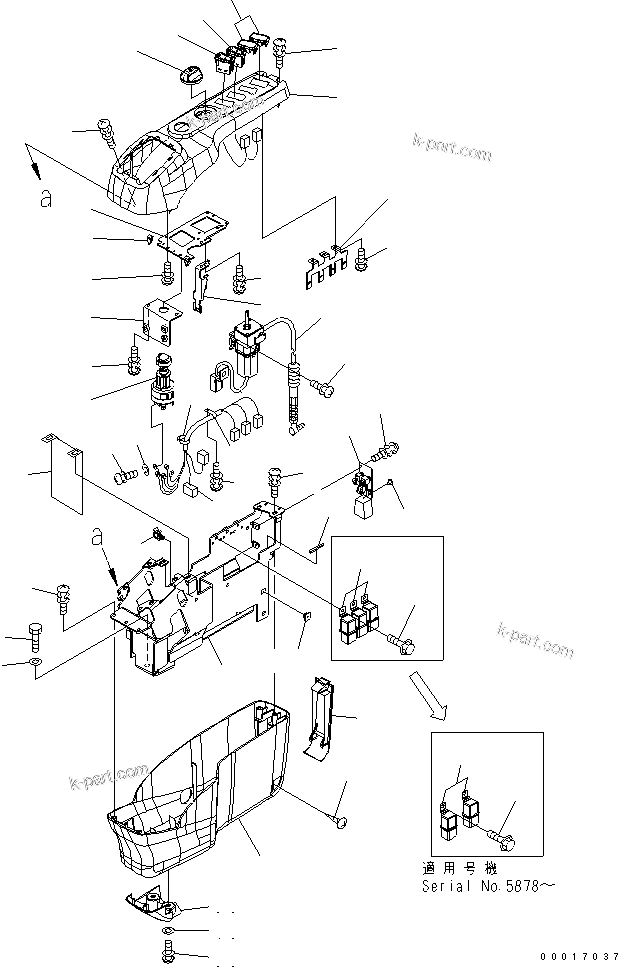 Komatsu parts book diagram for PC78US-6 S/N 4001-UP: FLOOR FRAME (CONSOLE) (R.H.) (FOR SLIDE ARM)