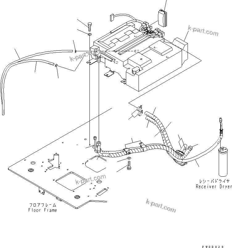 Komatsu parts book diagram for PC78US-6 S/N 4001-UP: FLOOR FRAME (AIR CONDITIONER UNIT AND HOSE)(#4001-6500)