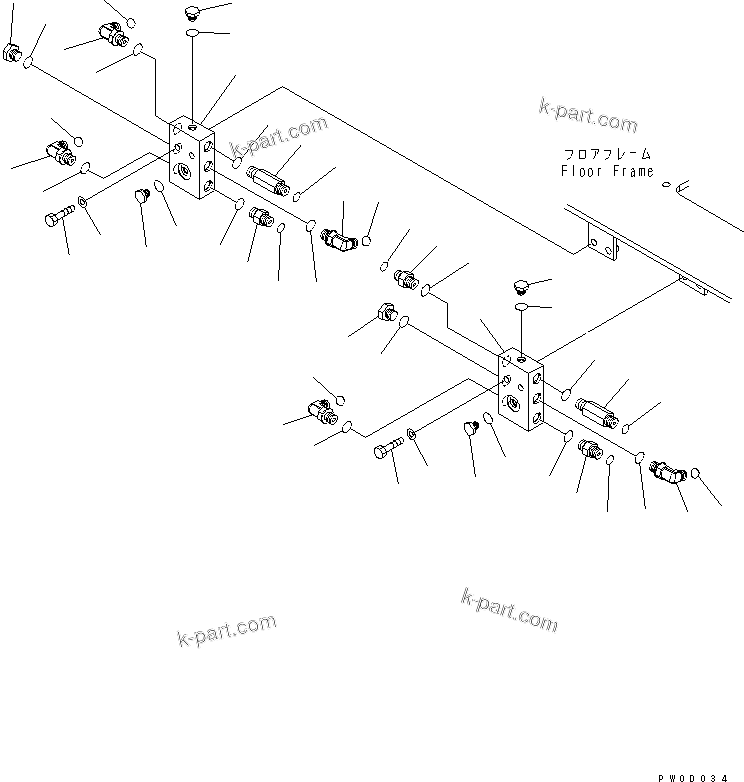 Komatsu parts book diagram for PC78US-6 S/N 4001-UP: FLOOR FRAME (P ?T BLOCK) (1 ACTUATOR)