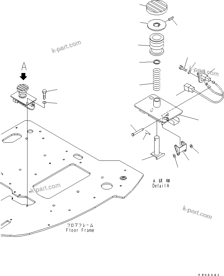 Komatsu parts book diagram for PC78US-6 S/N 4001-UP: FLOOR FRAME (TRAVEL SPEED PEDAL) (FOR SLIDE ARM)(#5501-)