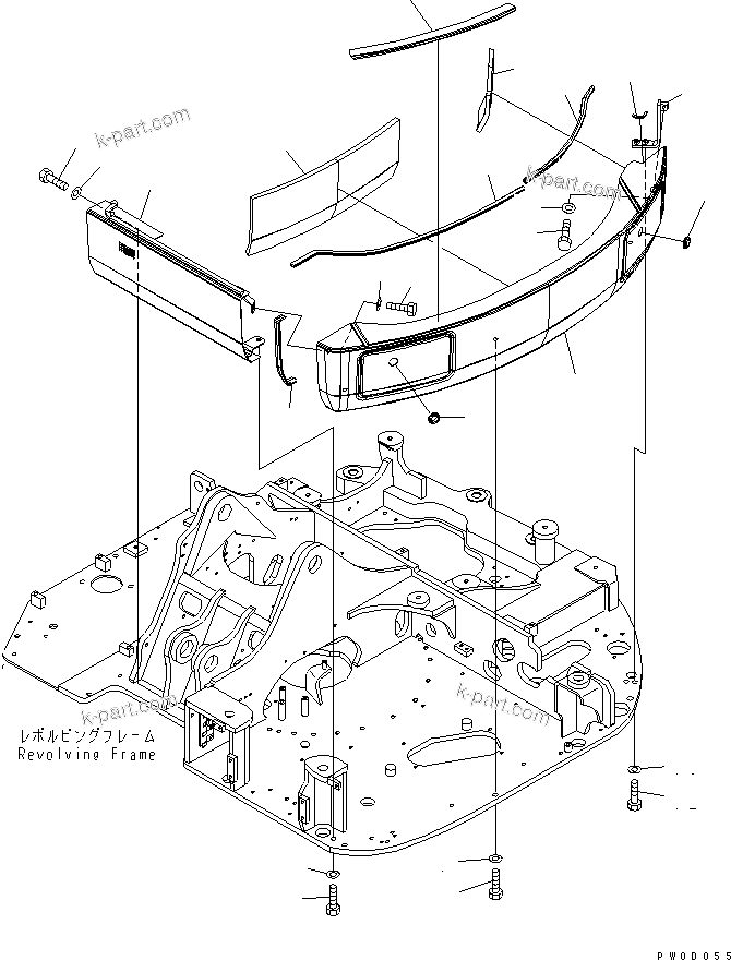 Komatsu parts book diagram for PC78US-6 S/N 4001-UP: LEFT SIDE COVER (YELLOW)(#4001-6500)
