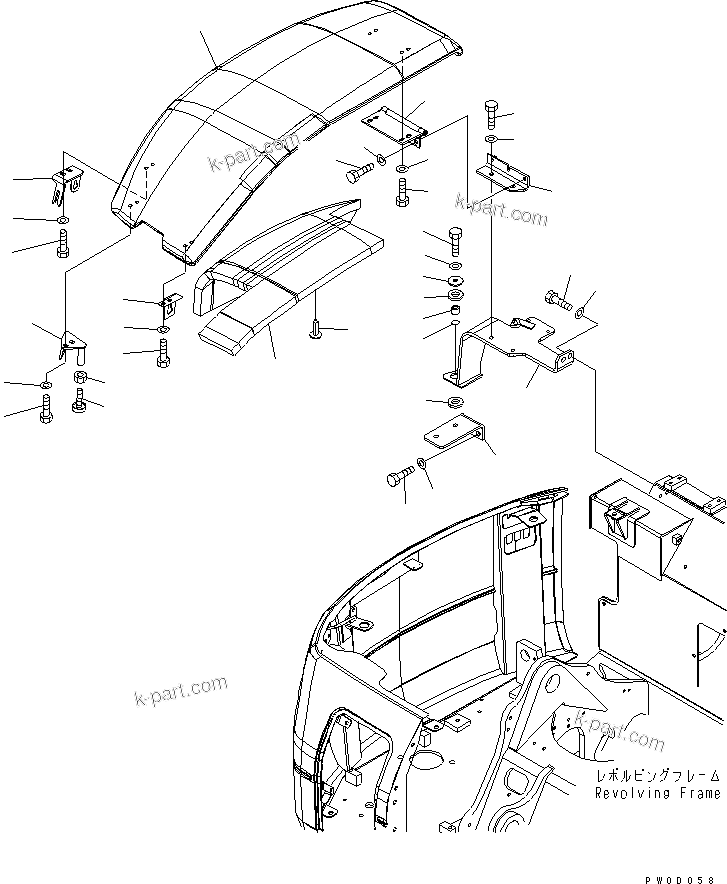 Komatsu parts book diagram for PC78US-6 S/N 4001-UP: FRONT COVER (TANK COVER)(BLUE)(1/2)(#4001-6500)
