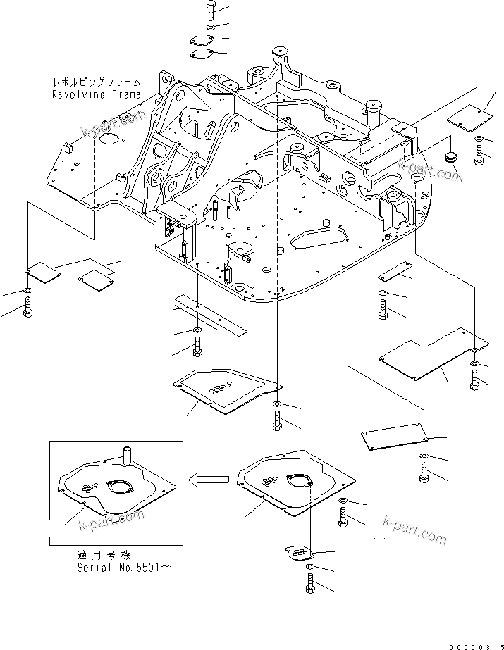 Komatsu parts book diagram for PC78US-6 S/N 4001-UP: UNDER COVER (FOR STRENGTH TYPE)(BLUE)(#4001-6500)