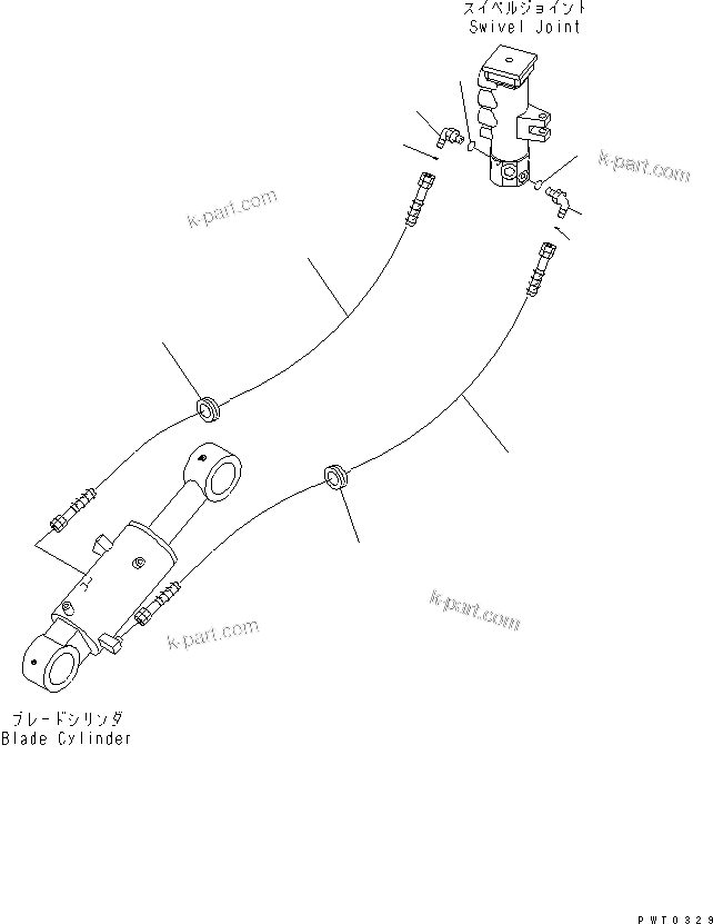 Komatsu parts book diagram for PC78US-6 S/N 4001-UP: LOWER HYDRAULIC PIPING (BLADE LINE)