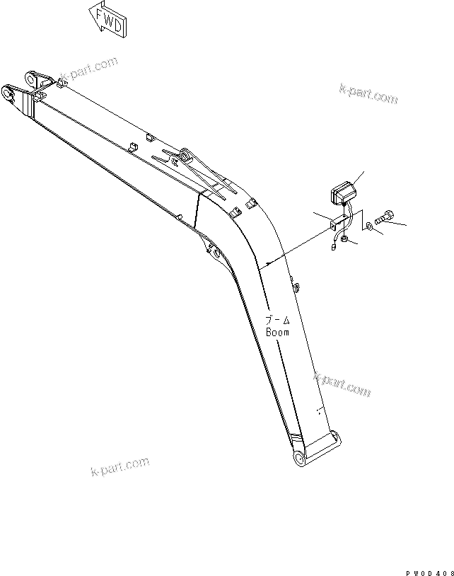 Komatsu parts book diagram for PC78US-6 S/N 4001-UP: BOOM (WORK LAMP) (ARM CRANE) (YELLOW)