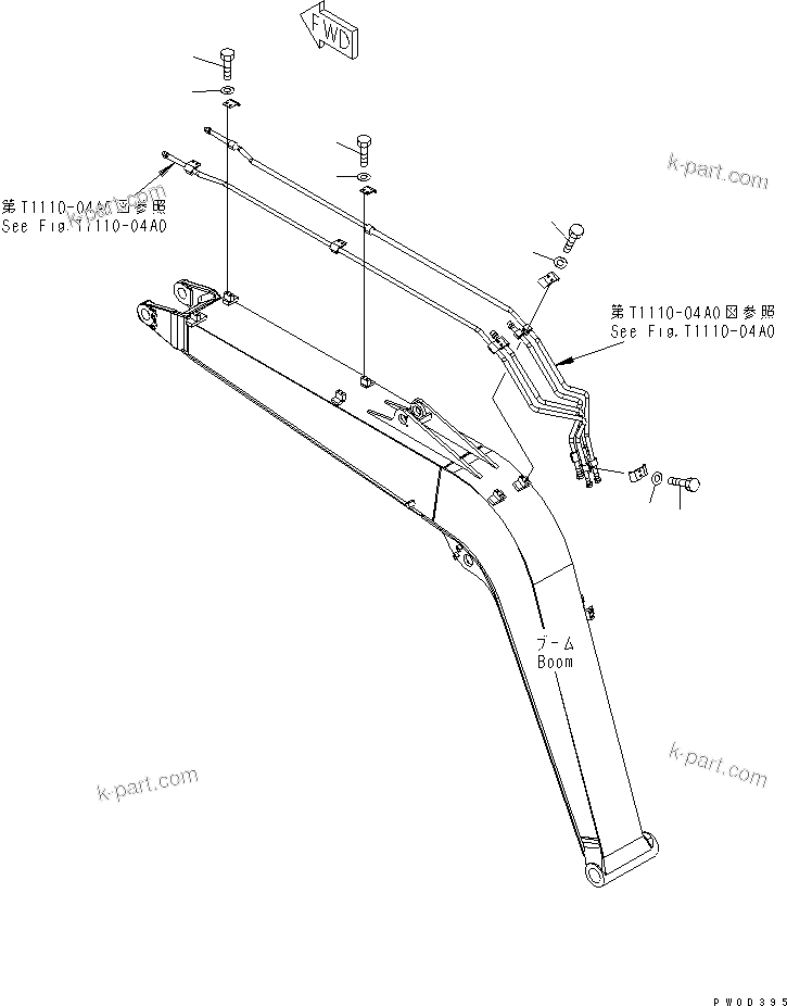 Komatsu parts book diagram for PC78US-6 S/N 4001-UP: BOOM (BOLT) (ARM CRANE) (YELLOW)