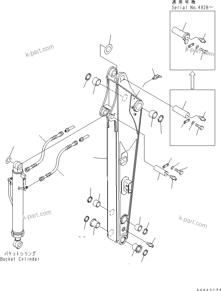 Komatsu parts book diagram for PC78US-6 S/N 4001-UP: ARM (DEMOLITION SPEC.) (BLUE)(#4001-6500)