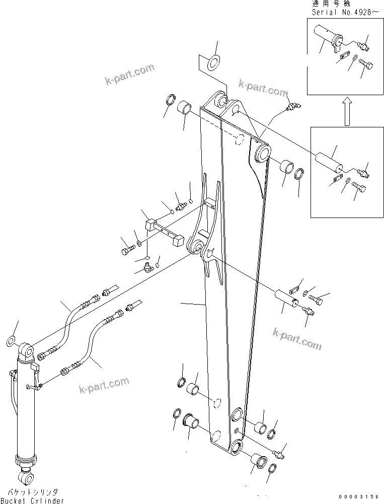 Komatsu parts book diagram for PC78US-6 S/N 4001-UP: ARM (FOR LONG ARM) (BLUE)(#4001-6500)