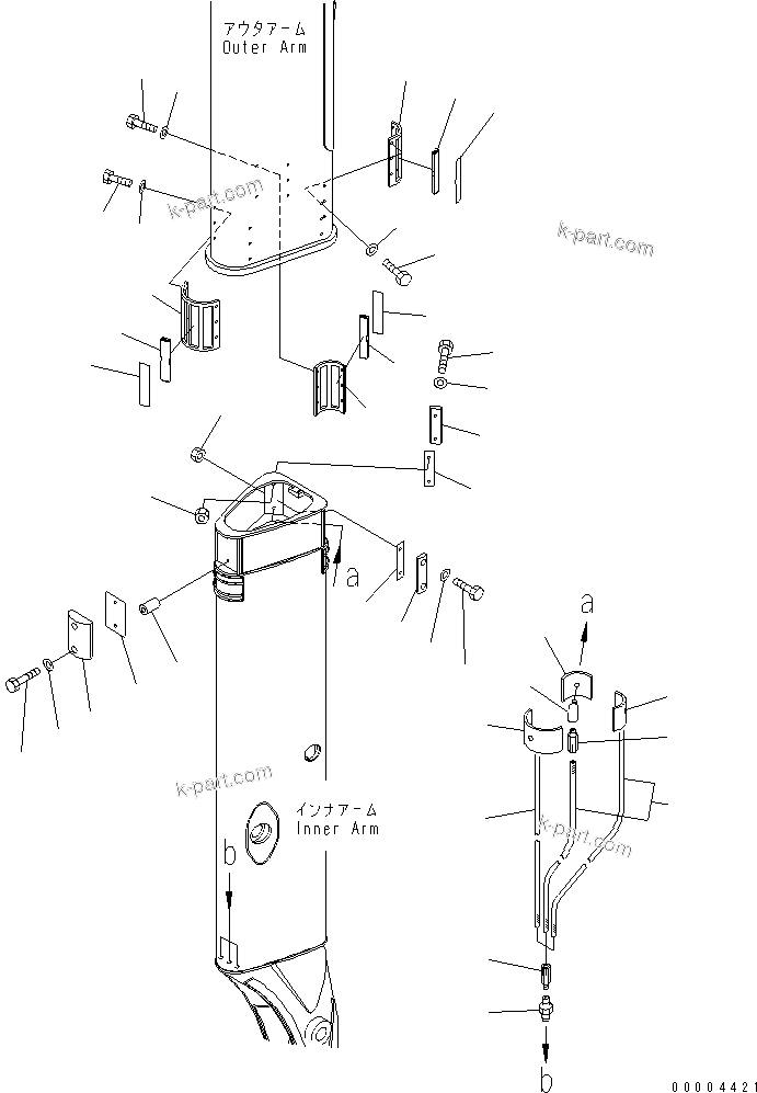 Komatsu parts book diagram for PC78US-6 S/N 4001-UP: ARM (PAD) (FOR SLIDE ARM) (BLUE)(#4001-6500)