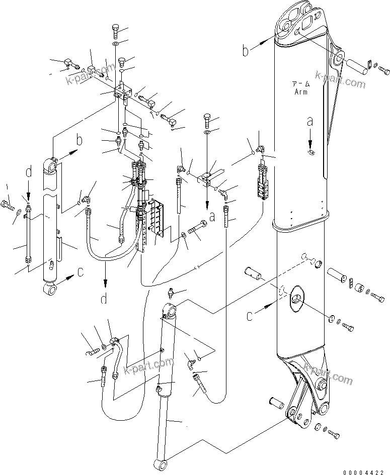 Komatsu parts book diagram for PC78US-6 S/N 4001-UP: ARM (SLIDE CYLINDER) (FOR SLIDE ARM) (YELLOW)