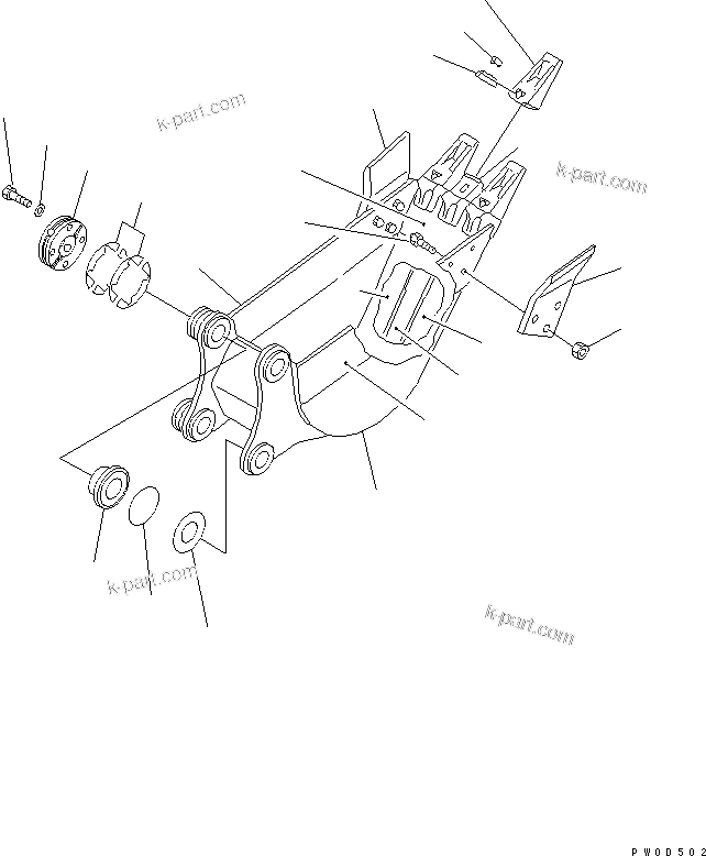 Komatsu parts book diagram for PC78US-6 S/N 4001-UP: BUCKET ? 0.08M3 WIDTH 450MM (VERTICAL PIN TYPE) (BLUE)(#4001-6500)