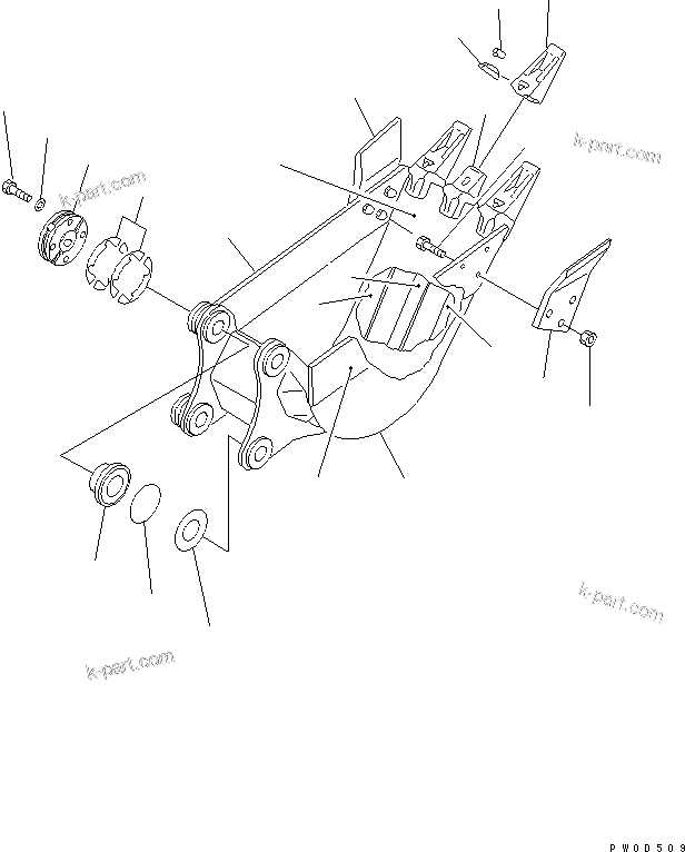 Komatsu parts book diagram for PC78US-6 S/N 4001-UP: BUCKET ? 0.11M3 WIDTH 550MM (VERTICAL PIN TYPE) (YELLOW)