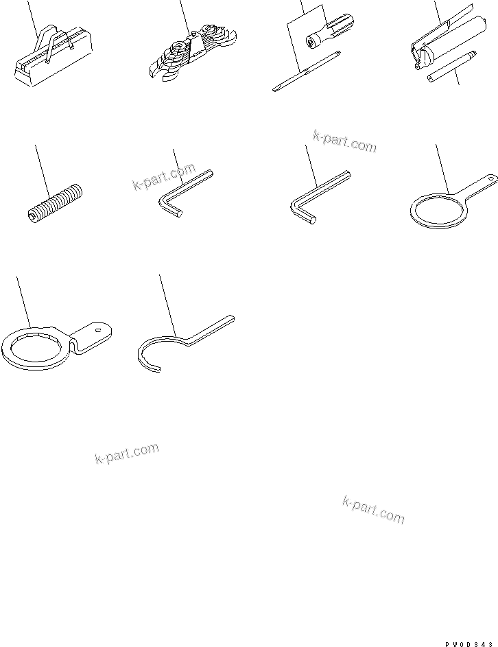 Komatsu parts book diagram for PC78US-6 S/N 4001-UP: GENERAL TOOLS (WITH STEEL SHOE OR ROAD LINER)(#4001-6500)