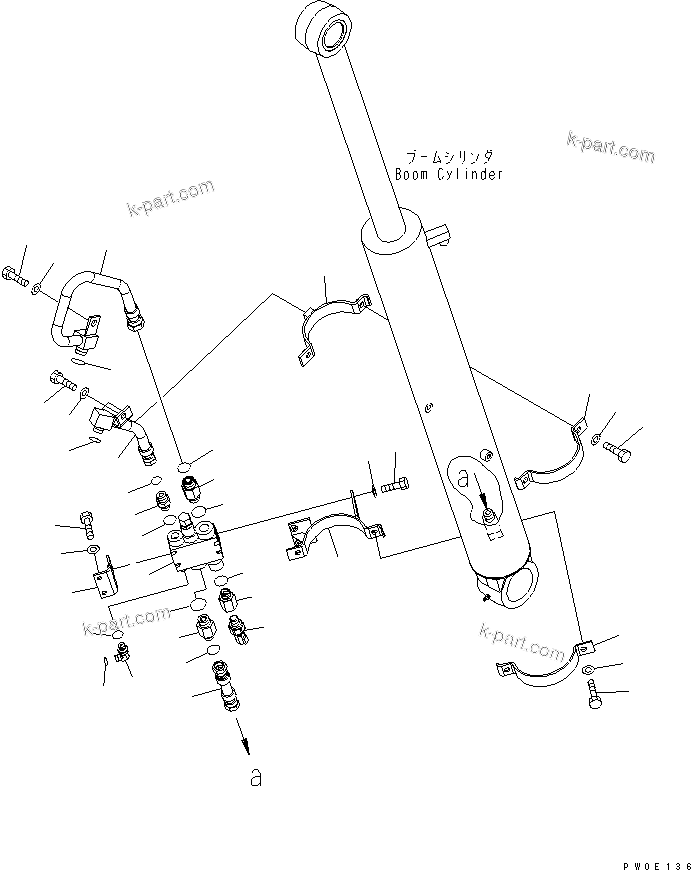 Komatsu parts book diagram for PC78US-6 S/N 4001-UP: ARM CRANE (BOOM CYLINDER) (BLUE)(#4001-6500)