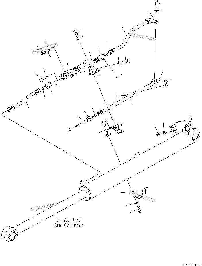 Komatsu parts book diagram for PC78US-6 S/N 4001-UP: ARM CRANE (ARM CYLINDER) (ARM LOCK VALVE) (YELLOW) (1/2)