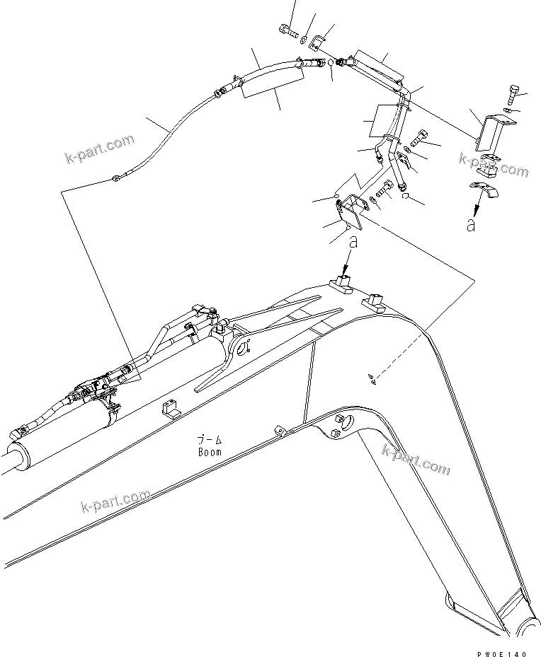 Komatsu parts book diagram for PC78US-6 S/N 4001-UP: ARM CRANE (BOOM PIPING) (FOR ATTACHMENT) (YELLOW)