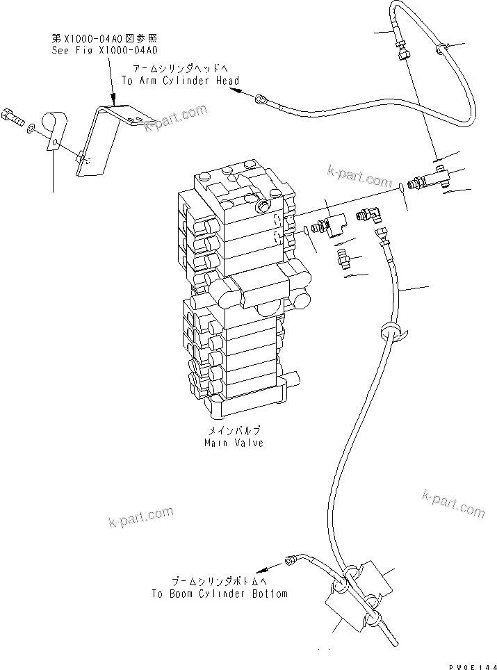 Komatsu parts book diagram for PC78US-6 S/N 4001-UP: ARM CRANE (PPC MAIN LINE) (BLUE)(#4001-6500)