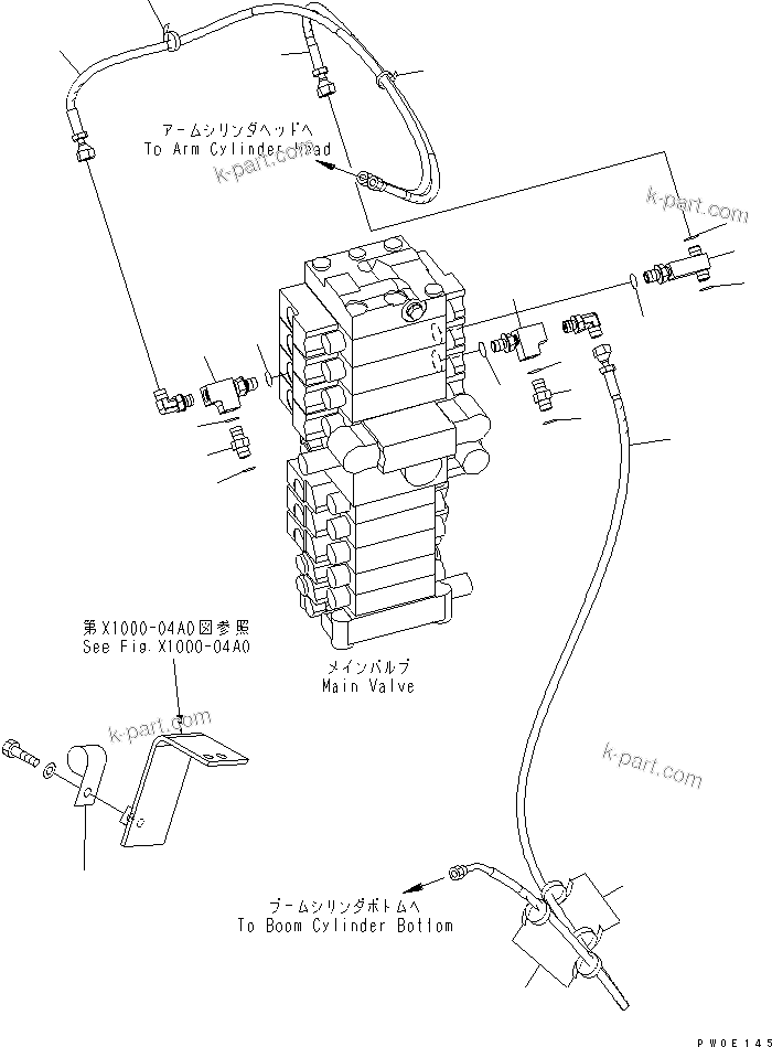 Komatsu parts book diagram for PC78US-6 S/N 4001-UP: ARM CRANE (PPC MAIN LINE) (ARM LOCK VALVE) (BLUE)(#4001-6500)