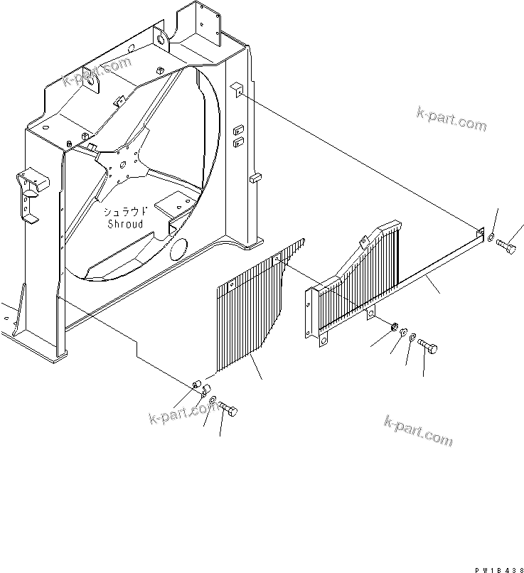 Komatsu parts book diagram for PC800-7 S/N 40001-UP (Overseas Version): COOLING (FAN GUARD)
