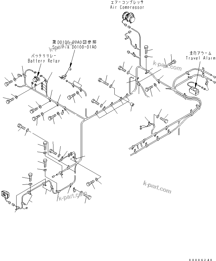 Komatsu parts book diagram for PC800-7 S/N 40001-UP (Overseas Version): WIRING (MAIN HARNESS) (CLIP) (RIGHT DECK)