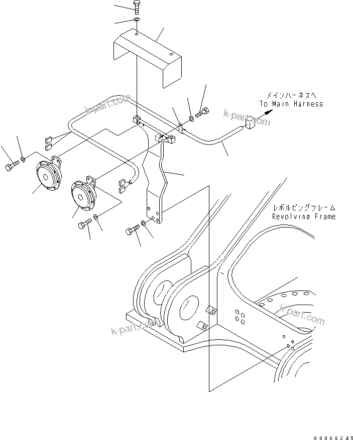 Komatsu parts book diagram for PC800-7 S/N 40001-UP (Overseas Version): WIRING (HORN)