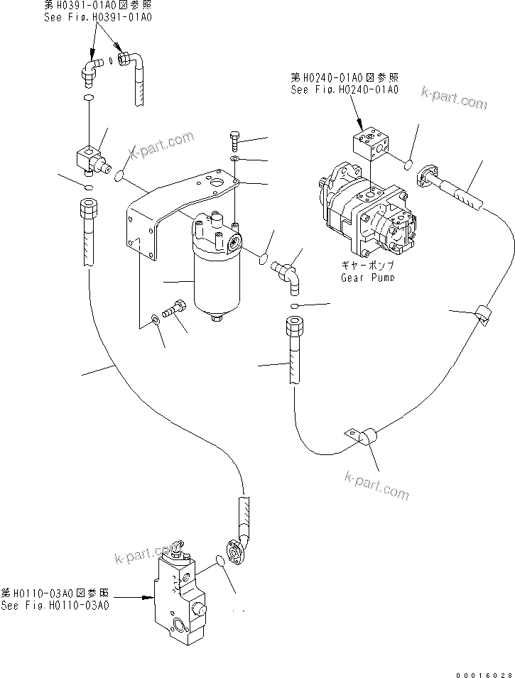 Komatsu parts book diagram for PC800-7 S/N 40001-UP (Overseas Version): DELIVERY PIPING (GEAR PUMP LINES) (COLD WEATHER A SPEC.)