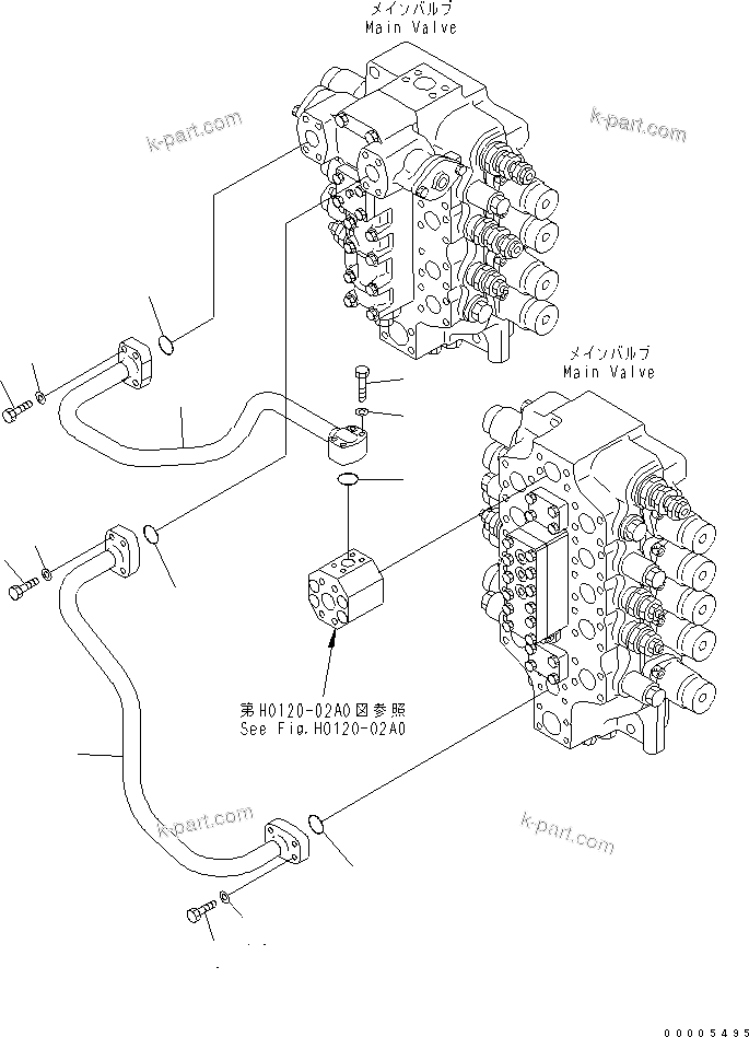 Komatsu parts book diagram for PC800-7 S/N 40001-UP (Overseas Version): VALVE DELIVERY PIPING (STRAIGHT TRAVEL)