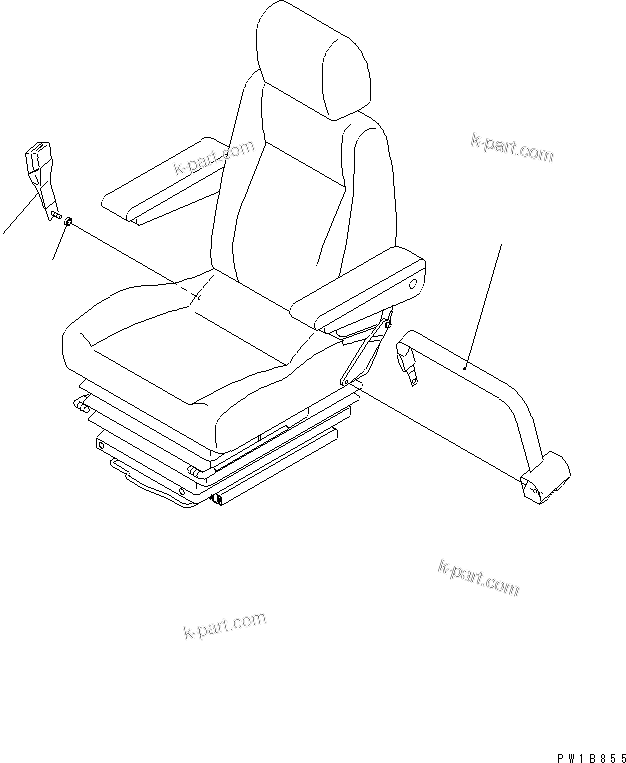 Komatsu parts book diagram for PC800-7 S/N 40001-UP (Overseas Version): SEAT BELT (48MM WIDE)