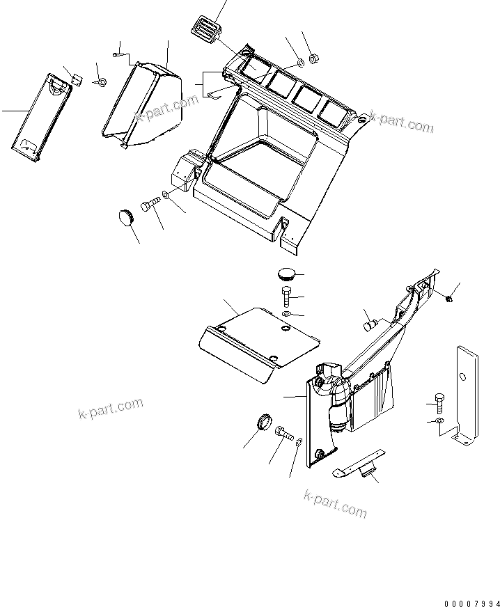 Komatsu parts book diagram for PC800-7 S/N 40001-UP (Overseas Version): SEAT REAR COVER (WITH AIR CONDITIONER) (12V POWER SOURCE) (BIG WINDOW)