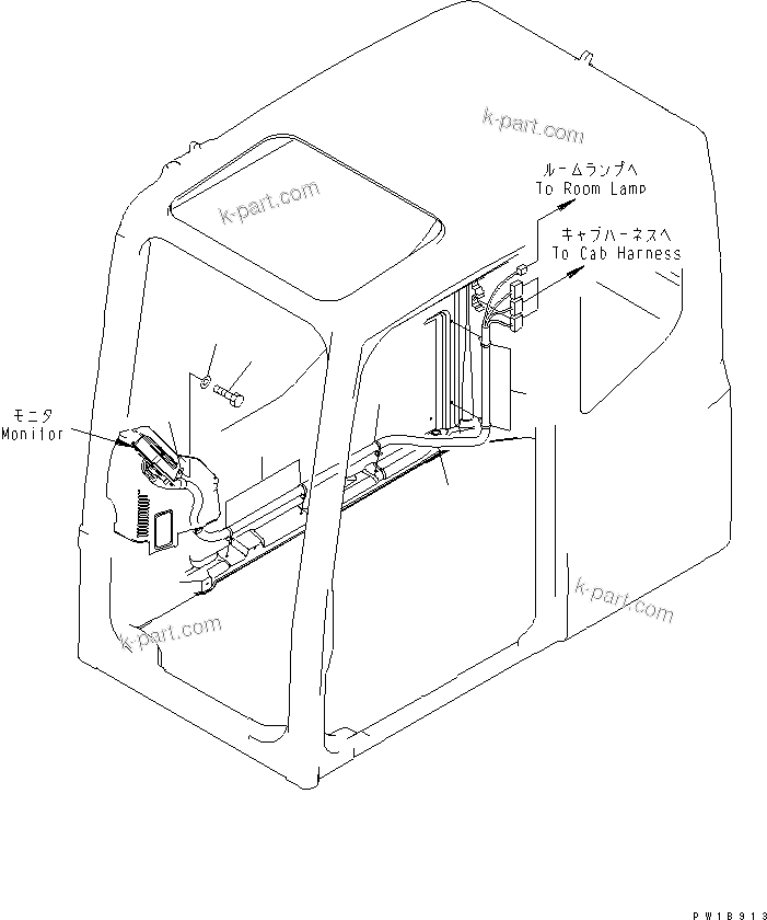 Komatsu parts book diagram for PC800-7 S/N 40001-UP (Overseas Version): OPERATOR'S CAB (WIRING)