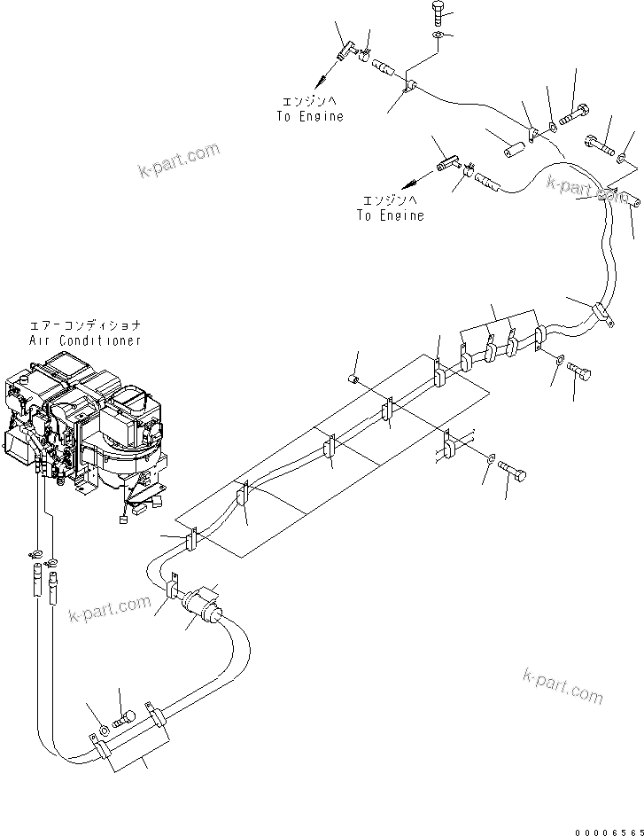 Komatsu parts book diagram for PC800-7 S/N 40001-UP (Overseas Version): AIR CONDITIONER (HEATER HOSE CLAMP)