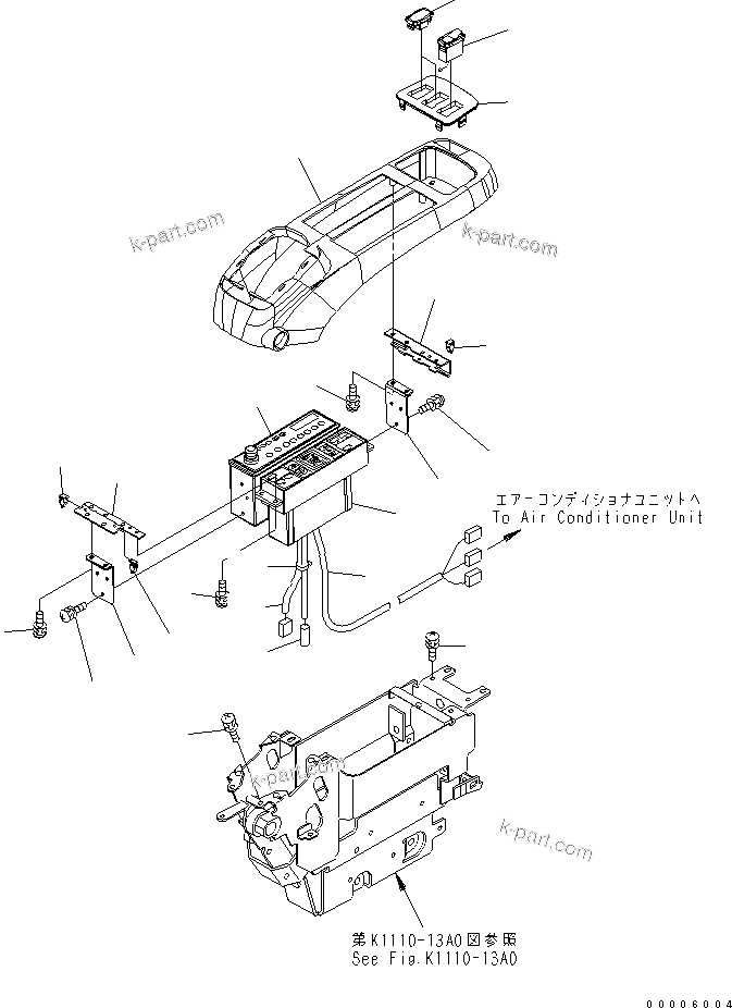 Komatsu parts book diagram for PC800-7 S/N 40001-UP (Overseas Version): FLOOR FRAME (CONSOLE) (UPPER) (L.H.) (WITH AIR CONDITIONER AND RADIO) (FOR ASIA)