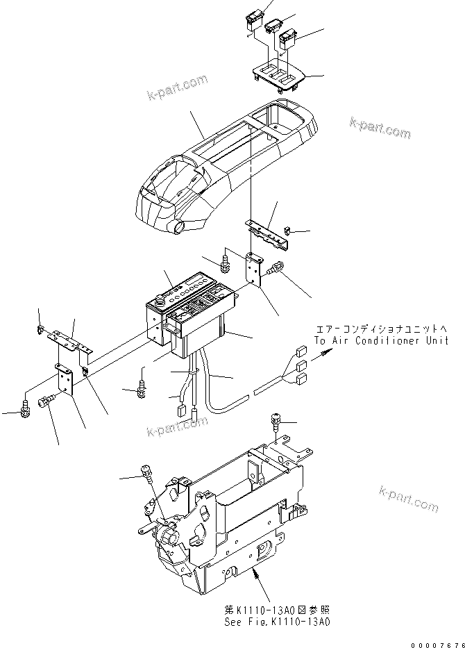 Komatsu parts book diagram for PC800-7 S/N 40001-UP (Overseas Version): FLOOR FRAME (CONSOLE) (UPPER) (L.H.) (WITH BIG WIND AIR CONDITIONER AND RADIO) (FOR ASIA)